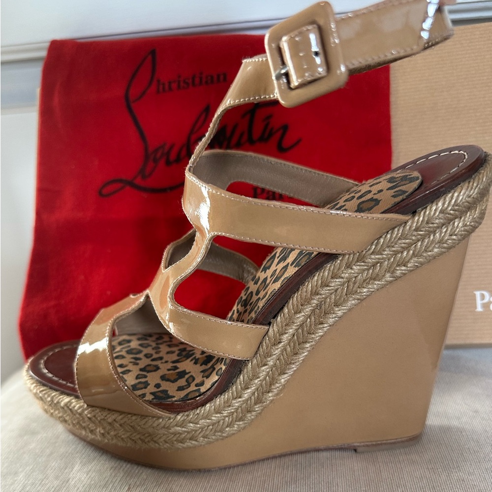 Christian Louboutin Tan Wedge Sandals